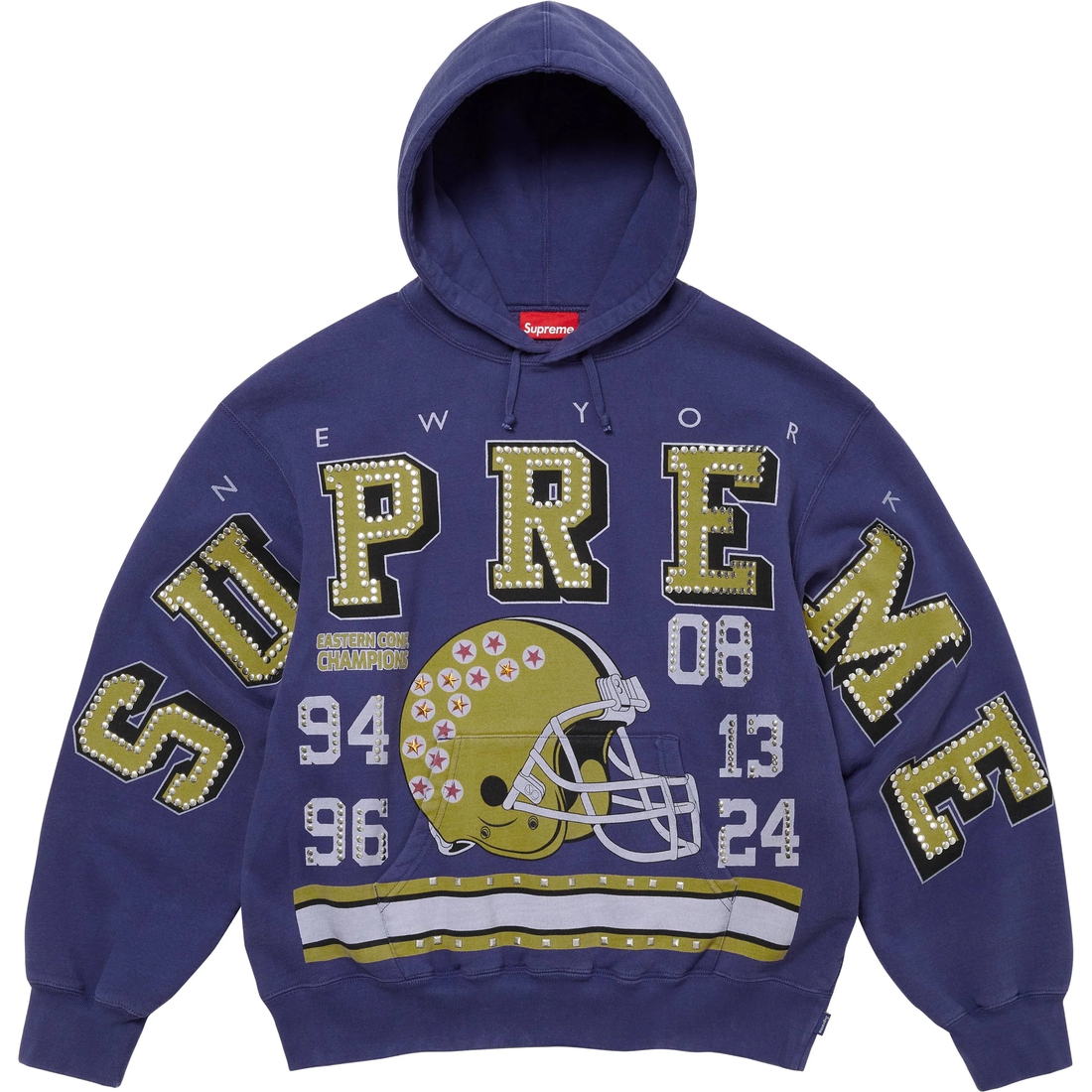 Supreme Champions Studded Hooded Sweatshirt (FW24) - Dark Royal - $188