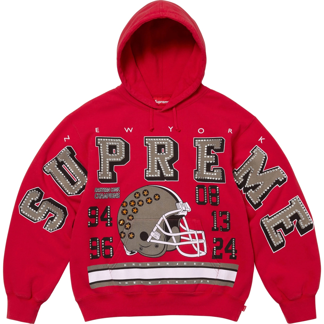 Supreme Champions Studded Hooded Sweatshirt (FW24) - Red - $188