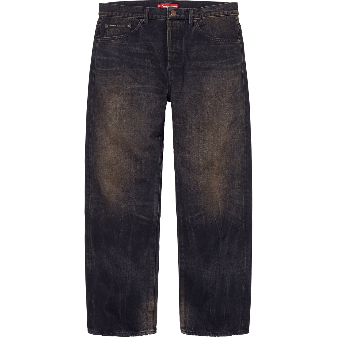 Supreme Distressed Loose Fit Selvedge Jean (FW24) - Washed Black - $298