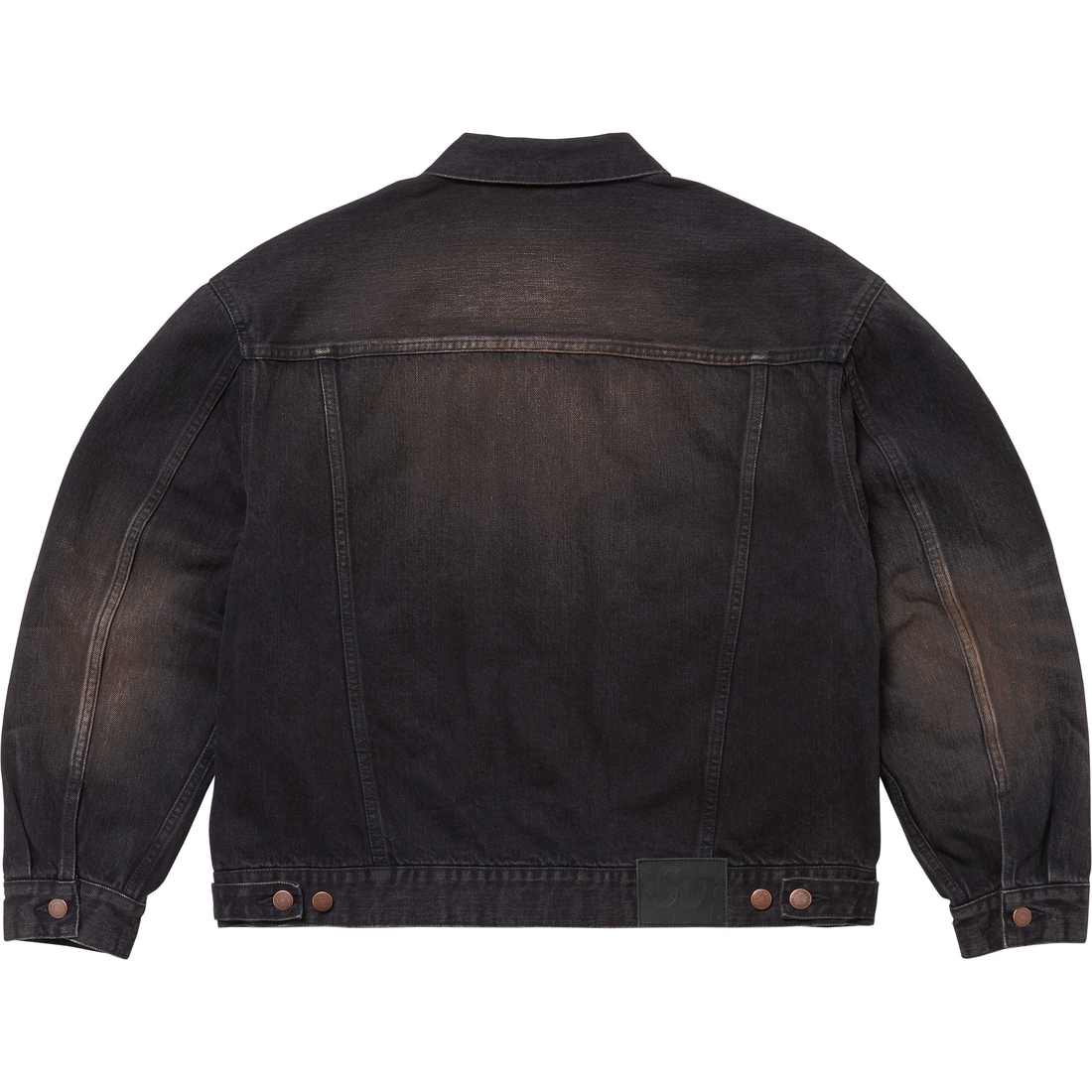 Supreme Distressed Selvedge Trucker Jacket (FW24) - Washed Black - $368