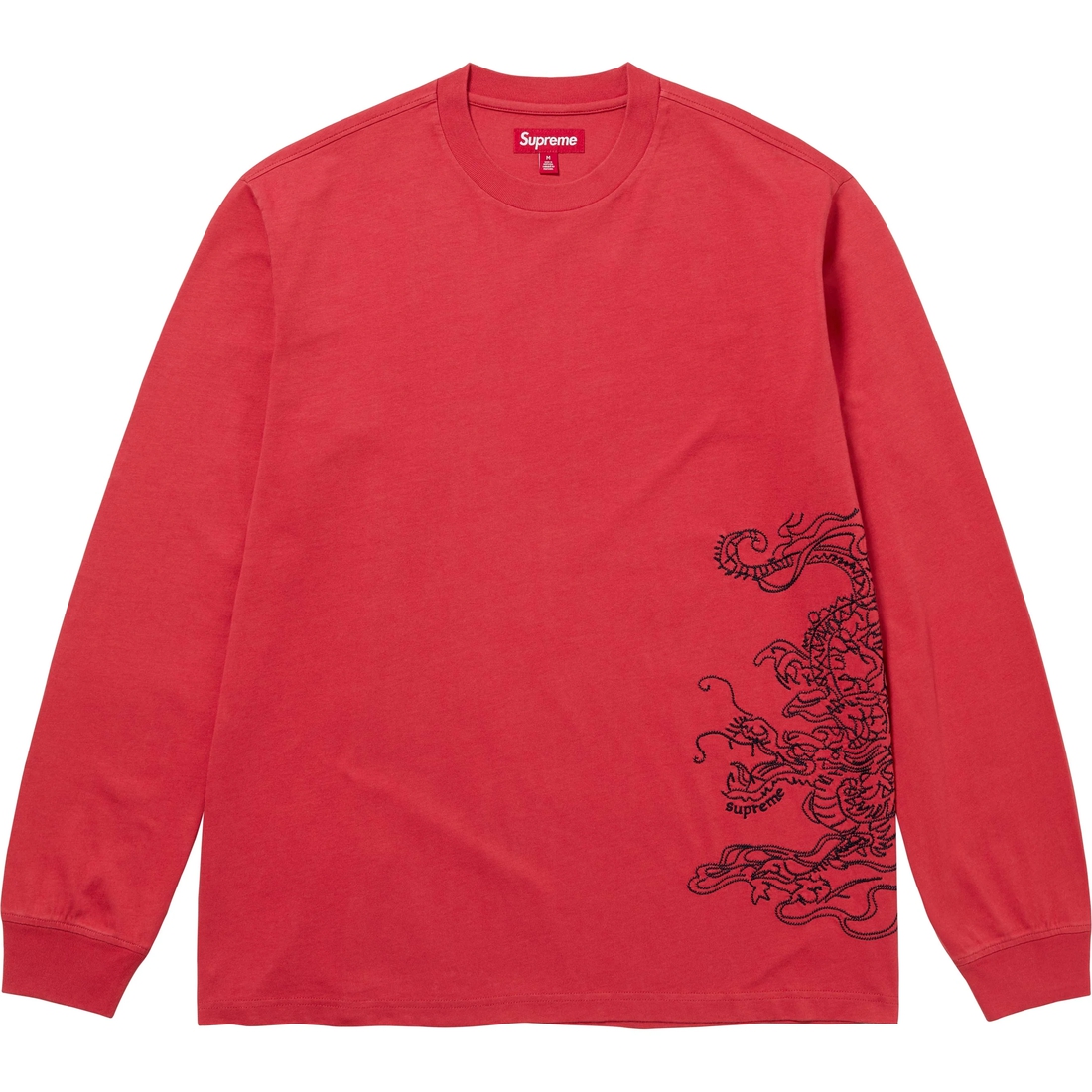 Supreme Dragon Embroidered L S Top (FW24) - Red - $98