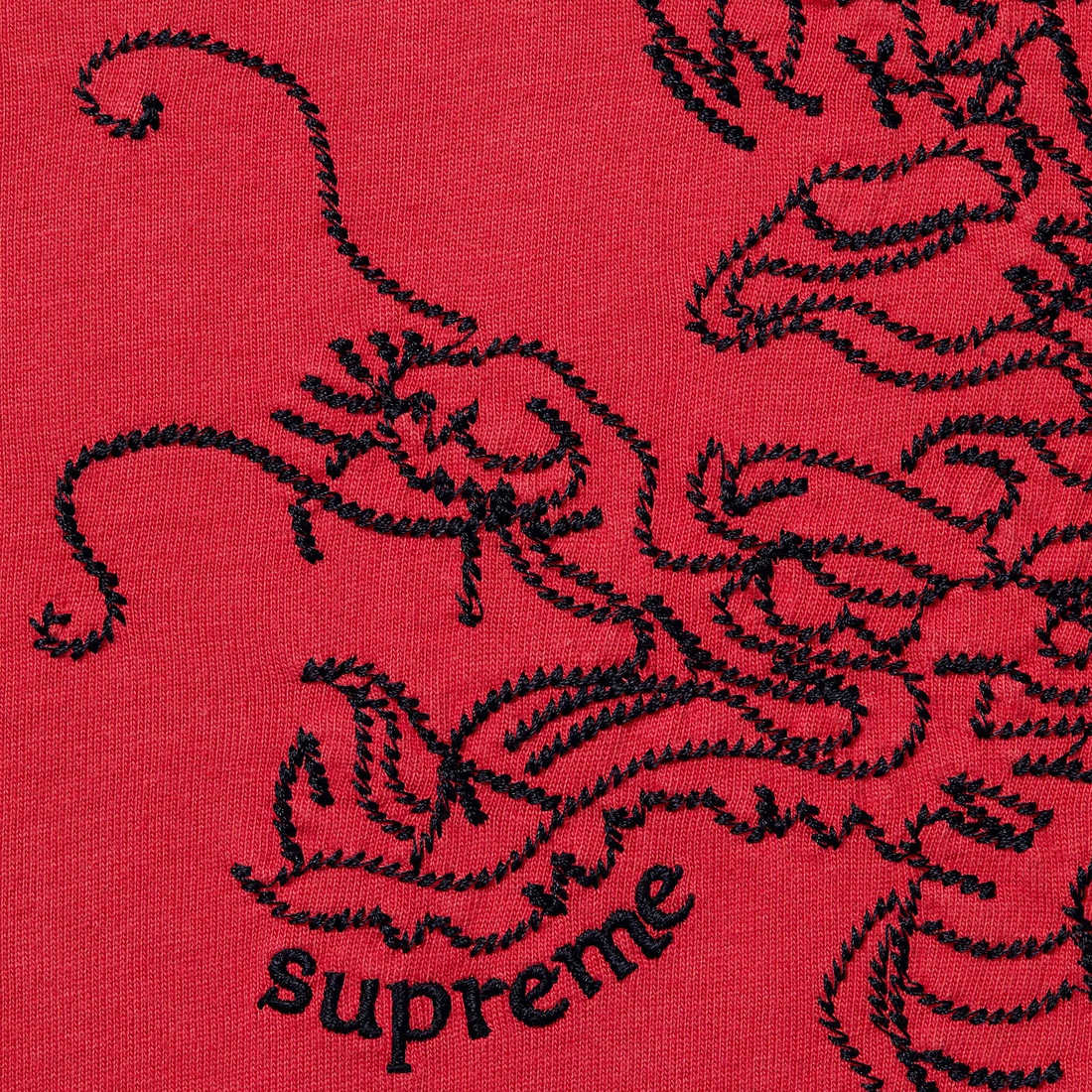 Supreme Dragon Embroidered L S Top (FW24) - Red - $98