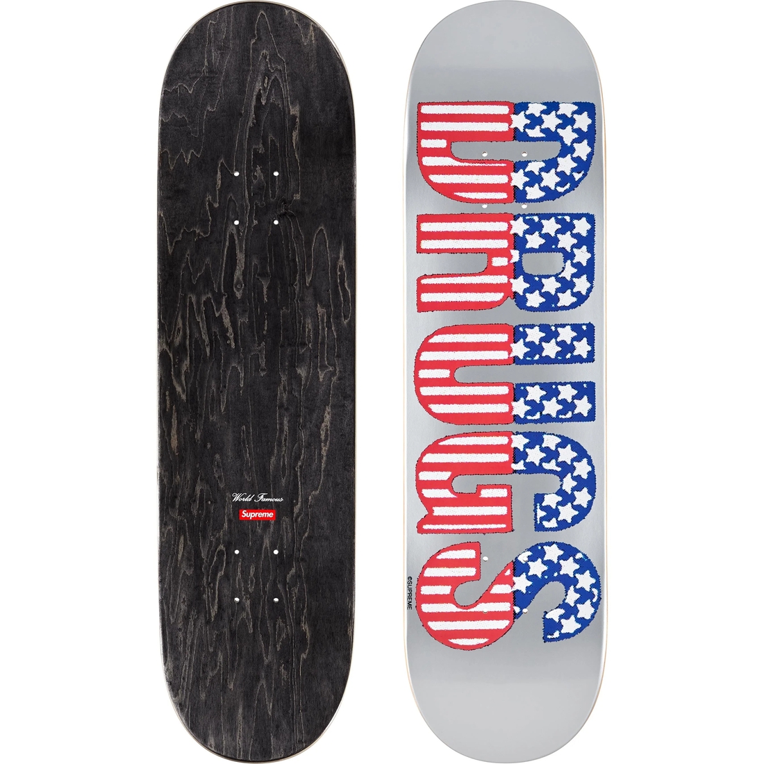 Supreme Drugs Skateboard (FW24) - Silver - 8.375" x 32.125" - $60