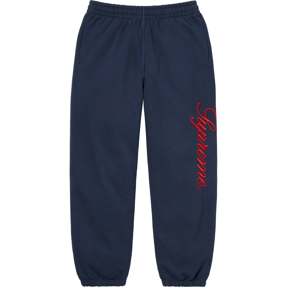 Supreme Embroidered Script Sweatpant (FW24) - Navy - $148