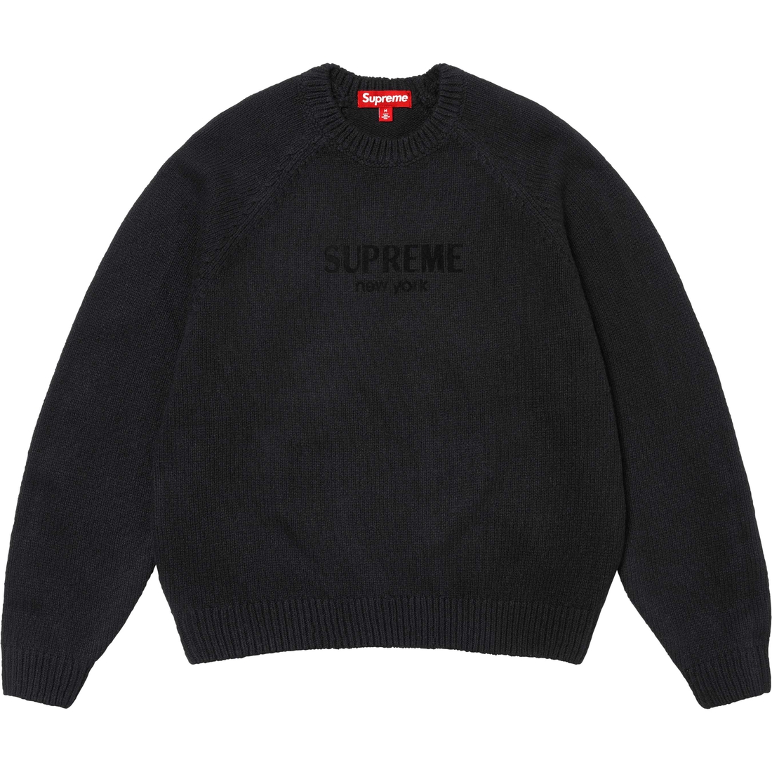 Supreme Flocked Logo Sweater (FW24) - Black - $168