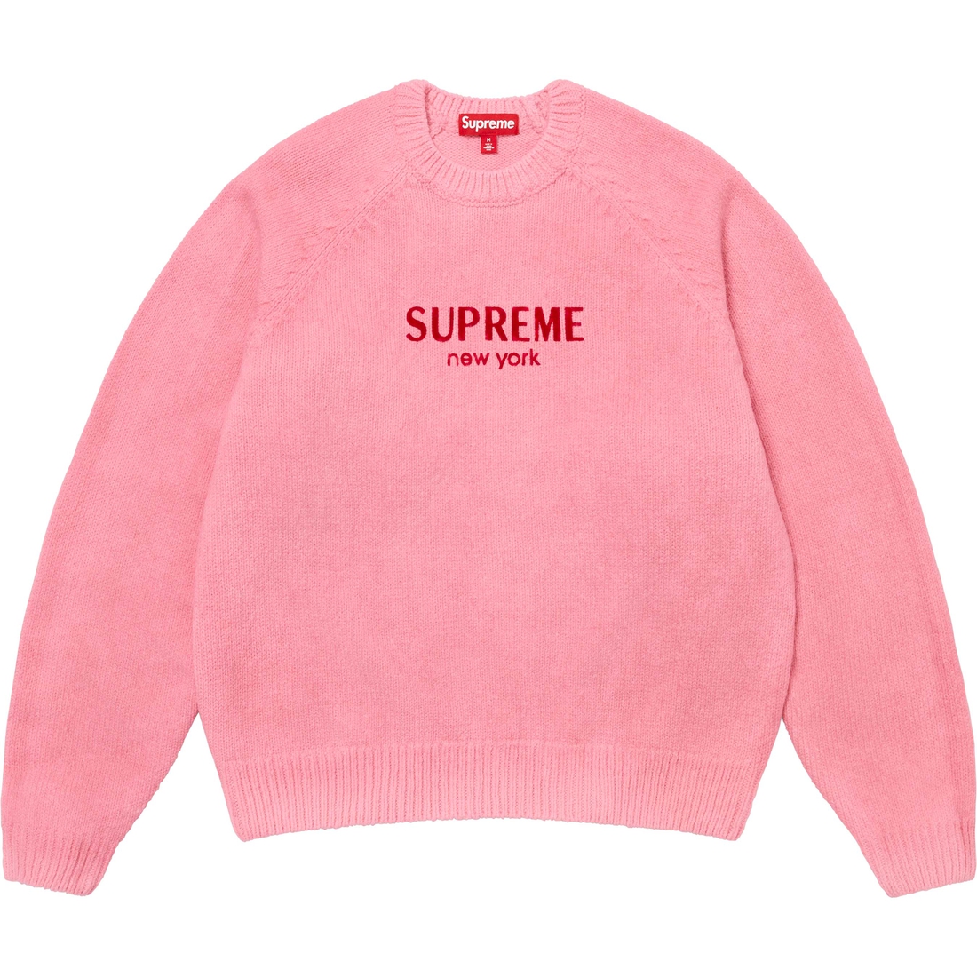 Supreme Flocked Logo Sweater (FW24) - Pink - $168