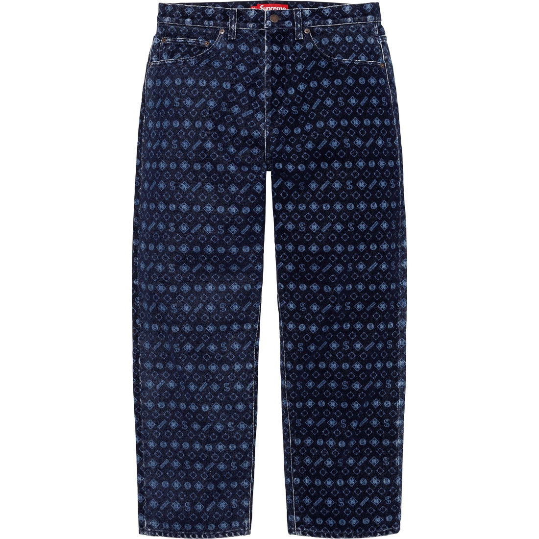 Supreme Flocked Loose Fit Jean (FW24) - Blue - $188