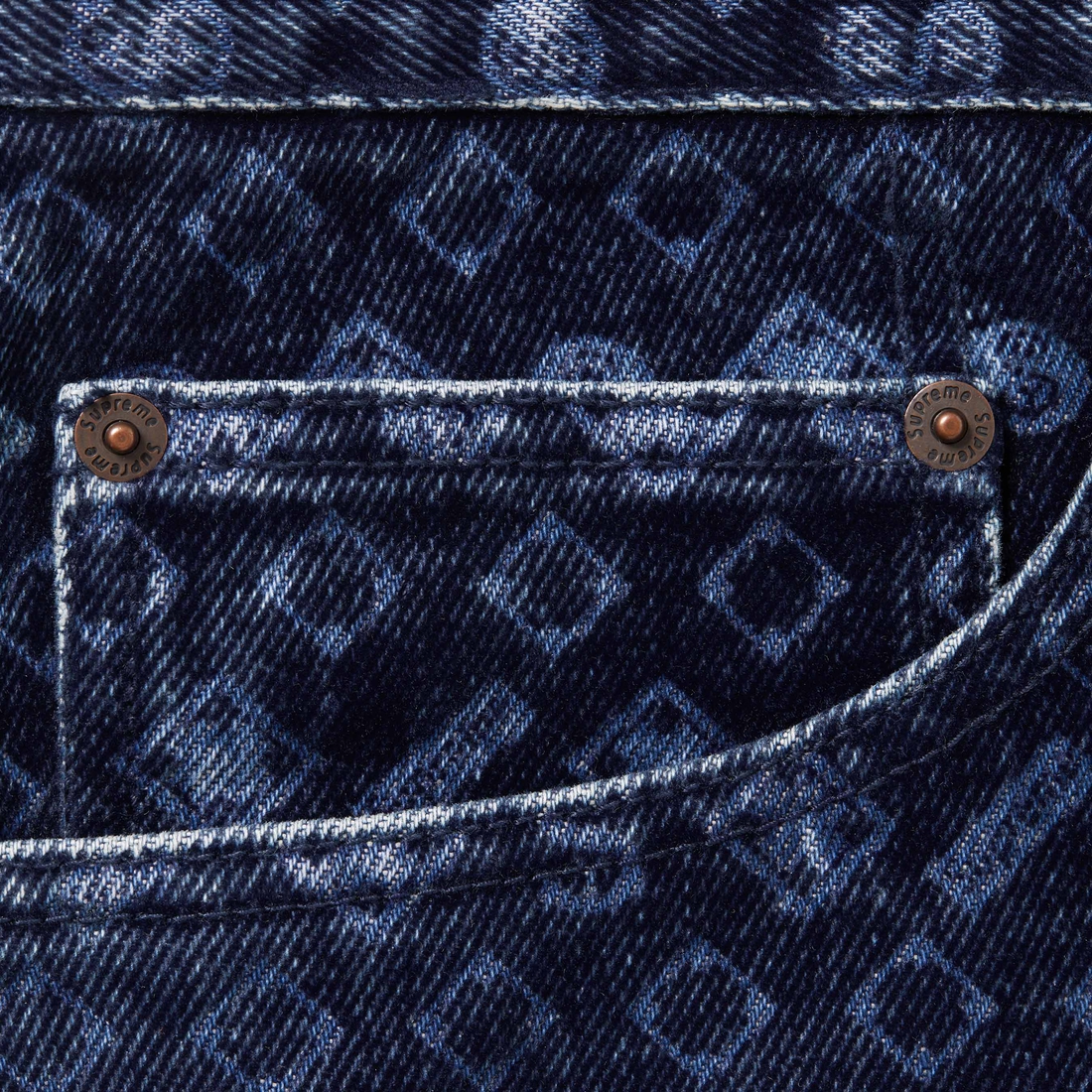 Supreme Flocked Loose Fit Jean (FW24) - Blue - $188