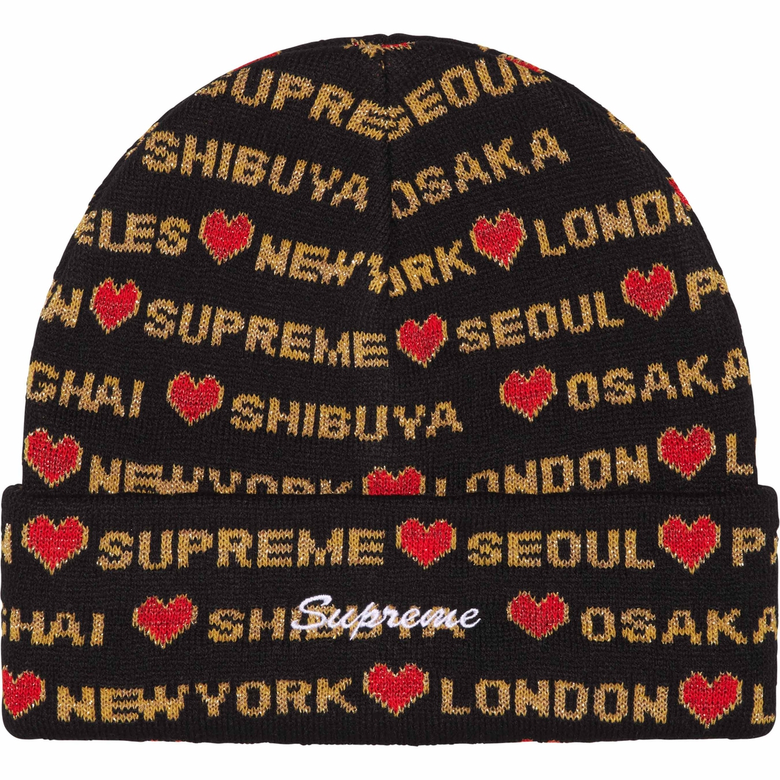 Supreme Hearts Beanie (FW24) - Black - $40
