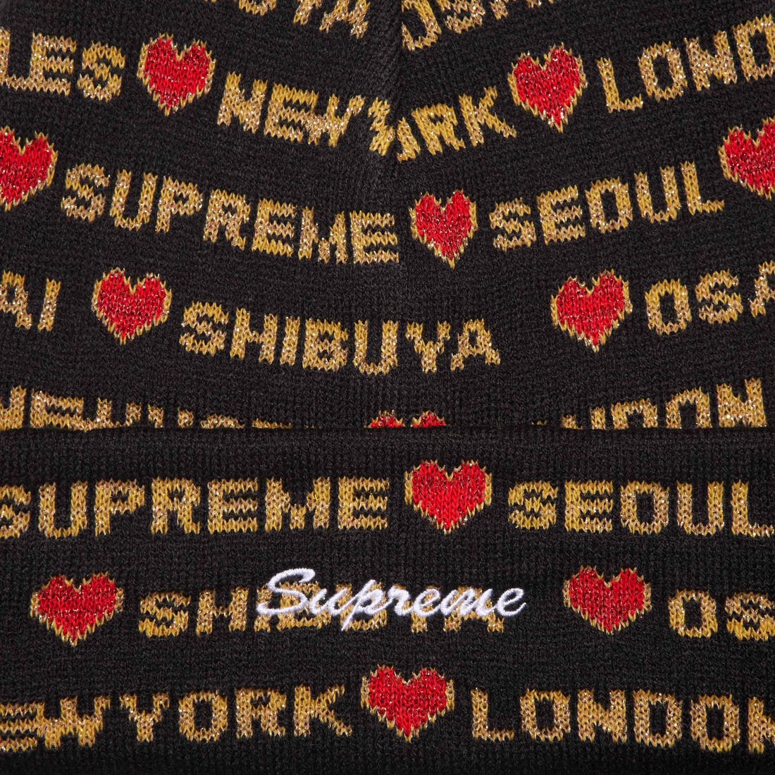 Supreme Hearts Beanie (FW24) - Black - $40