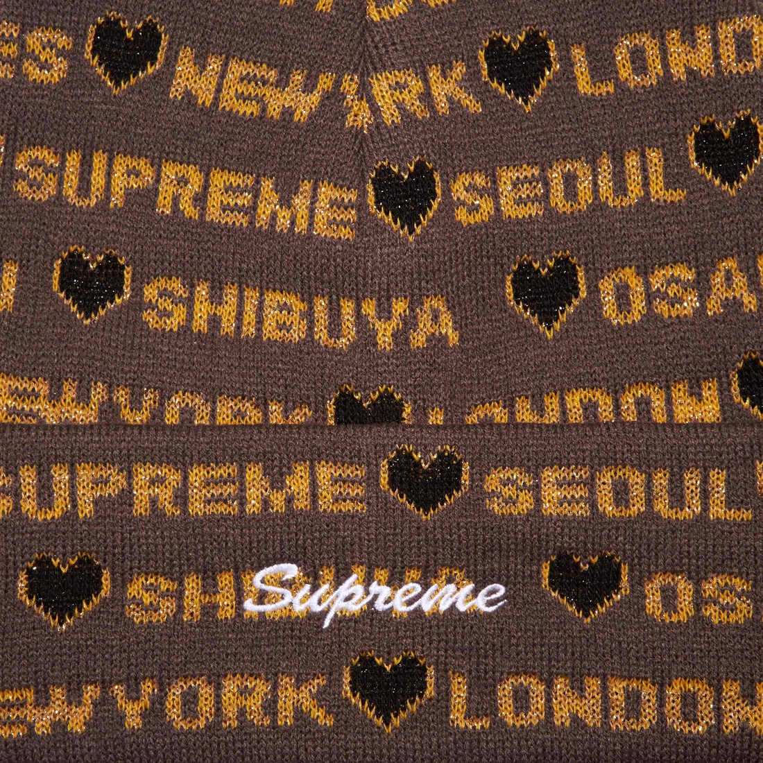Supreme Hearts Beanie (FW24) - Brown - $40