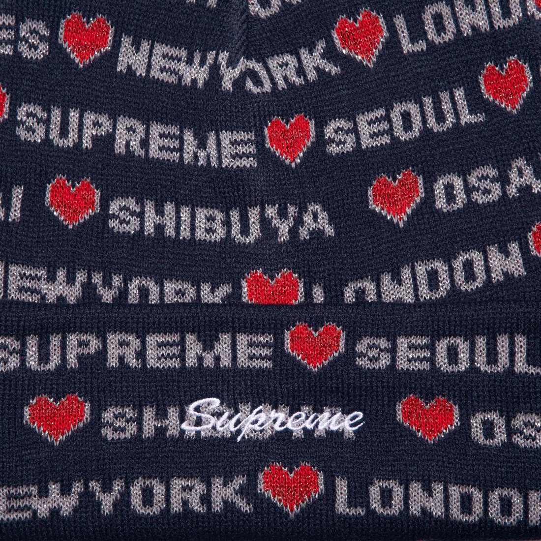 Supreme Hearts Beanie (FW24) - Navy - $40
