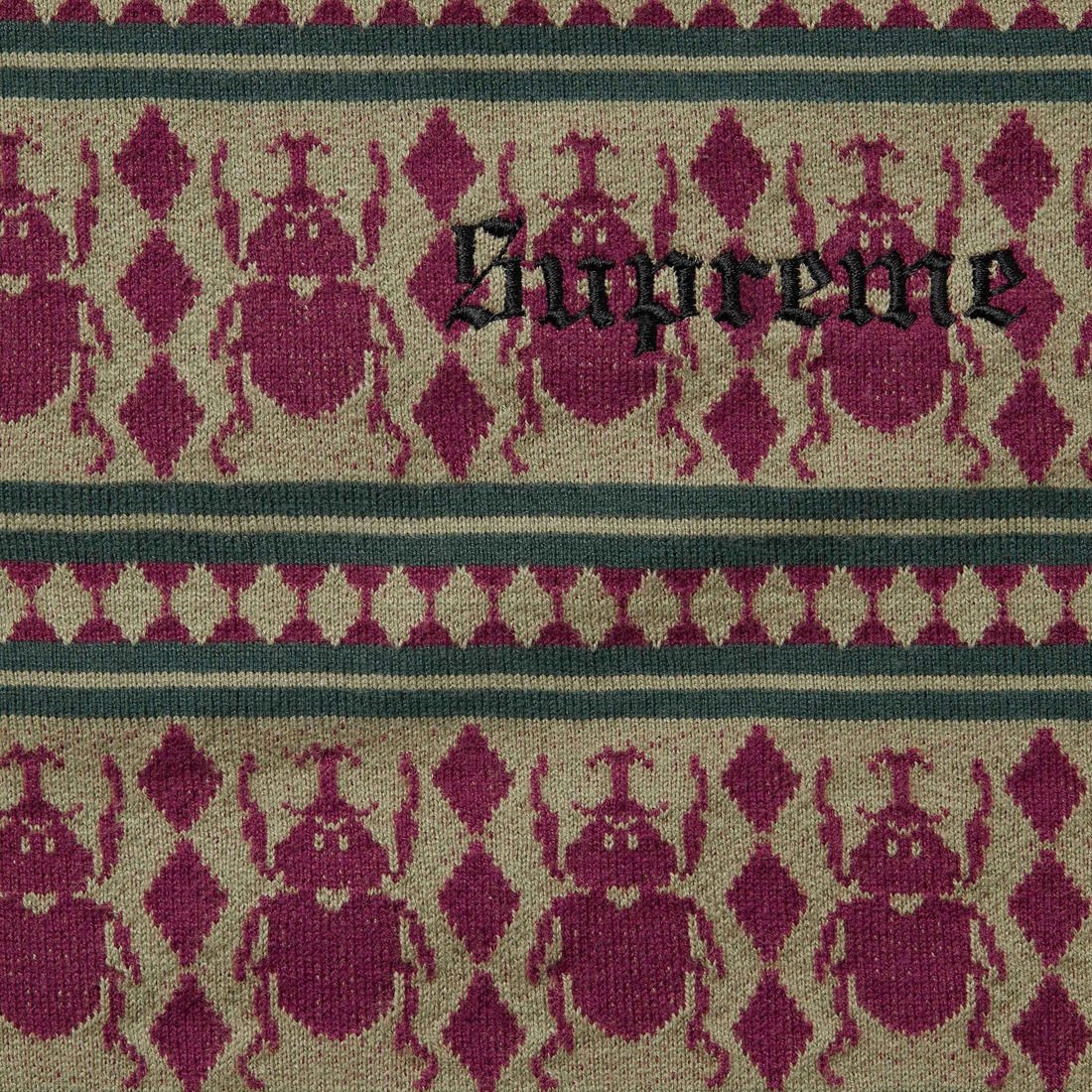 Supreme Jacquard Scarab S S Top (FW24) - Olive - $88