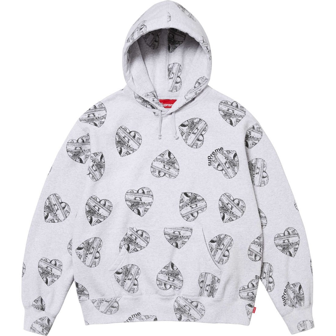 Supreme Love Cash Hooded Sweatshirt (FW24) - Ash Grey - $168