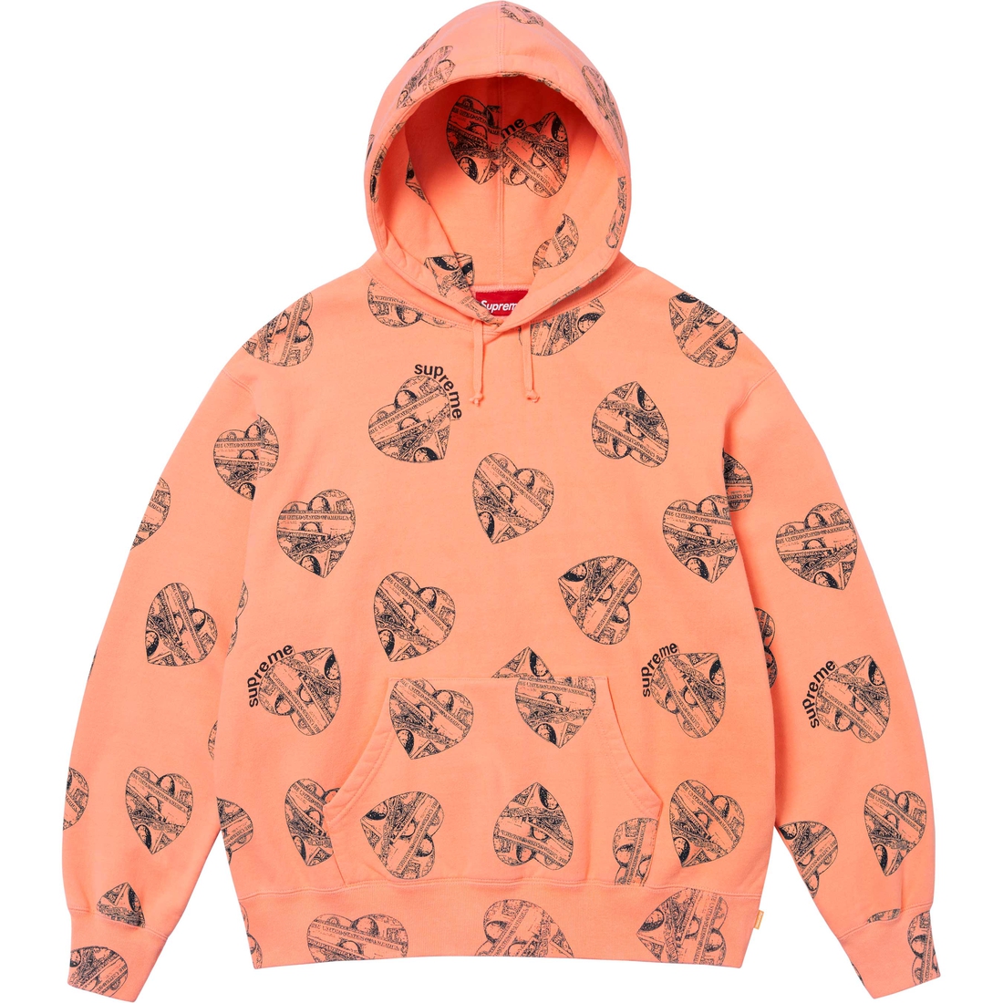 Supreme Love Cash Hooded Sweatshirt (FW24) - Peach - $168