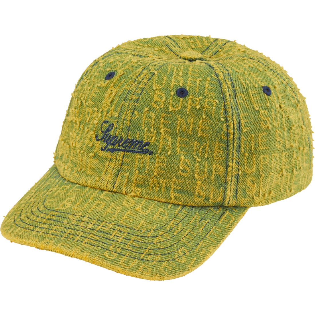 Supreme Needle Punch Denim 6-Panel (FW24) - Washed Yellow - $54
