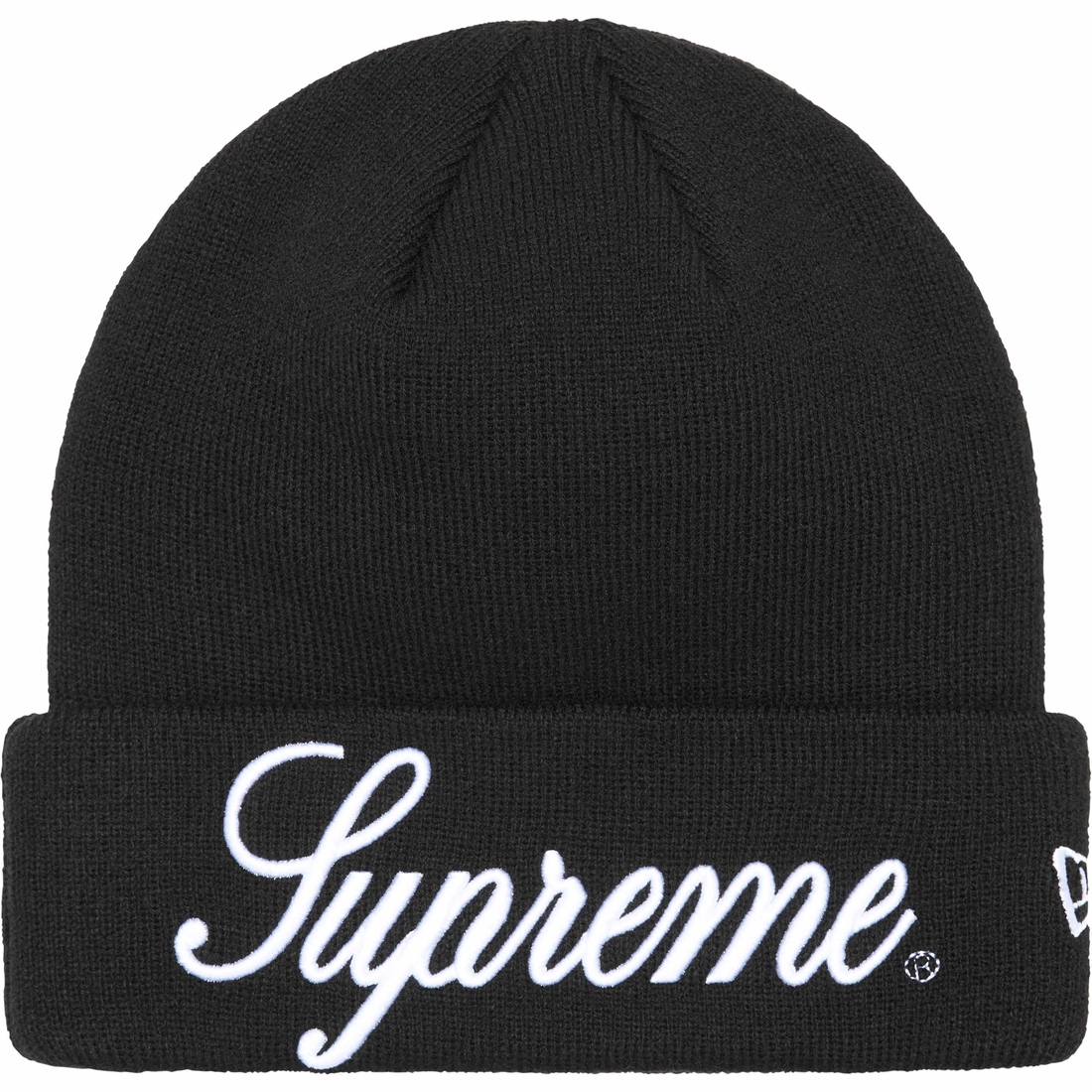 Supreme New Era Script Beanie (FW24) - Black - $40