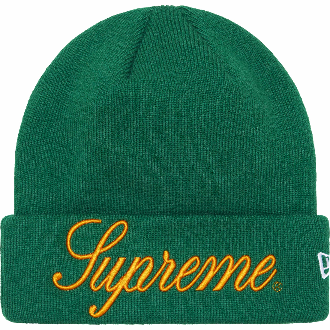 Supreme New Era Script Beanie (FW24) - Green - $40