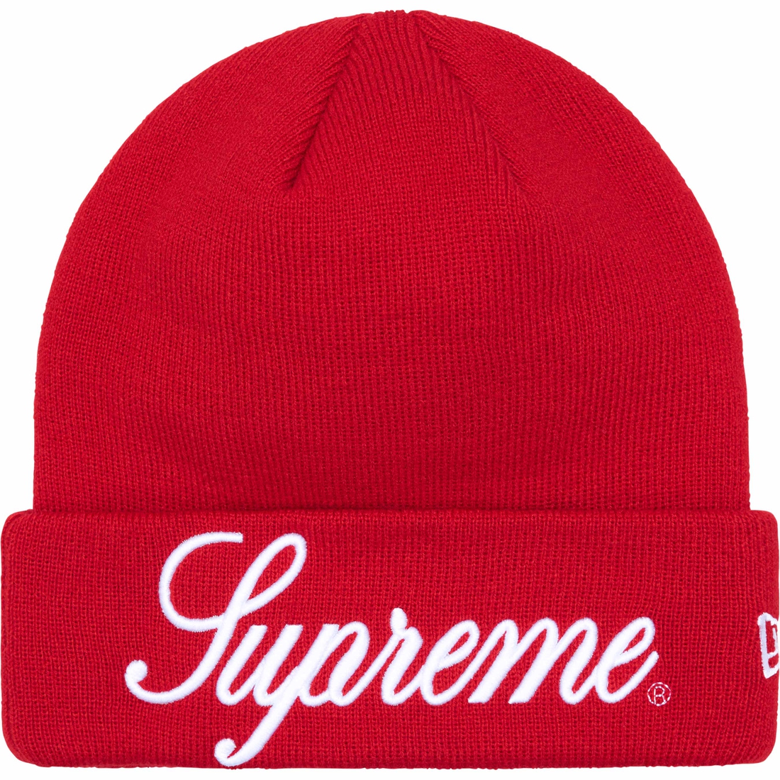 Supreme New Era Script Beanie (FW24) - Red - $40