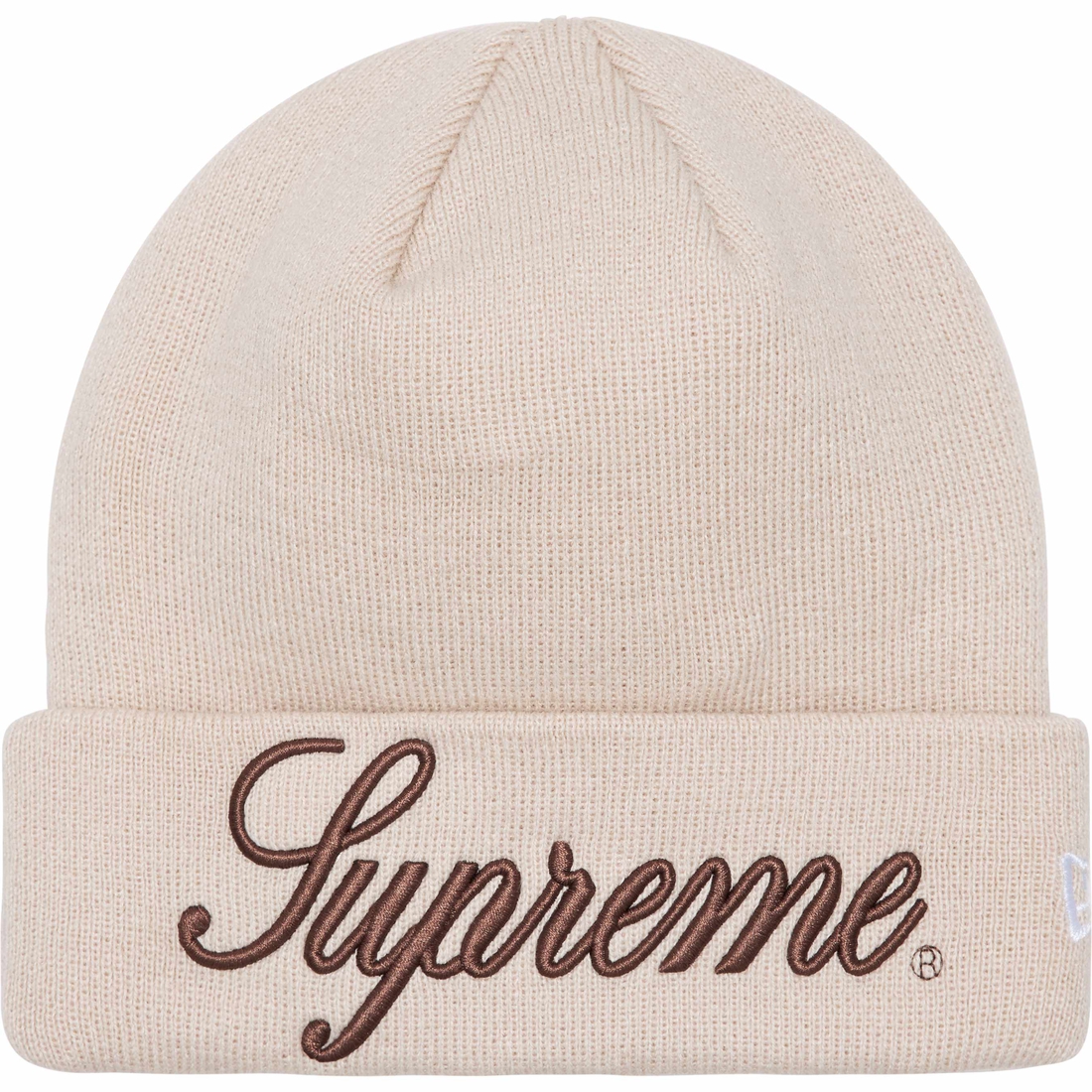 Supreme New Era Script Beanie (FW24) - Stone - $40