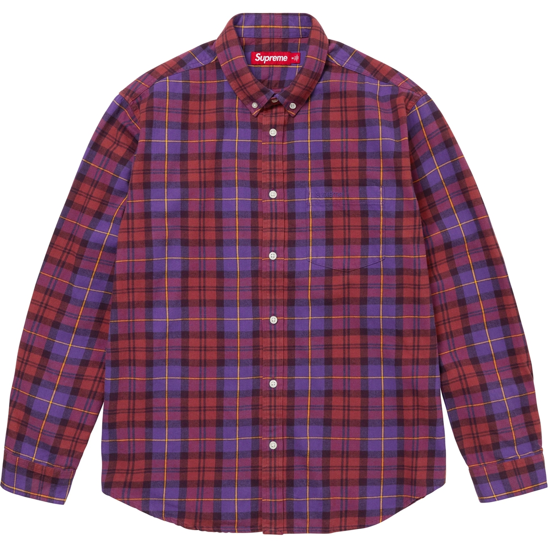 Supreme Plaid Flannel Shirt (FW24) - Purple - $138