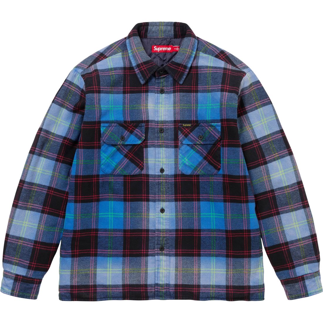 Supreme Quilted Plaid Shirt (FW24) - Blue - $158