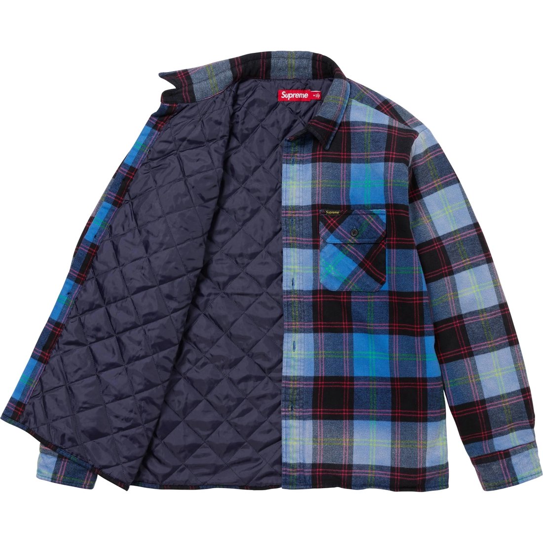 Supreme Quilted Plaid Shirt (FW24) - Blue - $158