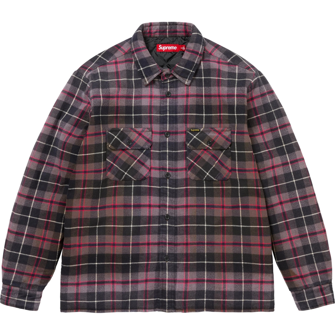 Supreme Quilted Plaid Shirt (FW24) - Grey - $158