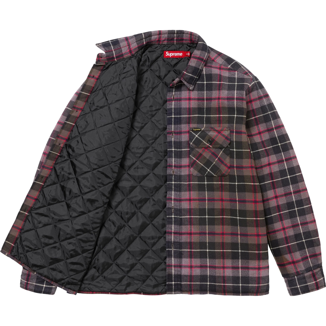 Supreme Quilted Plaid Shirt (FW24) - Grey - $158