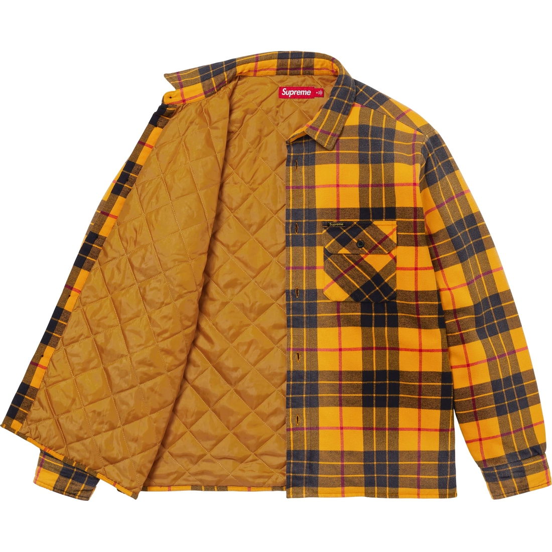 Supreme Quilted Plaid Shirt (FW24) - Yellow - $158