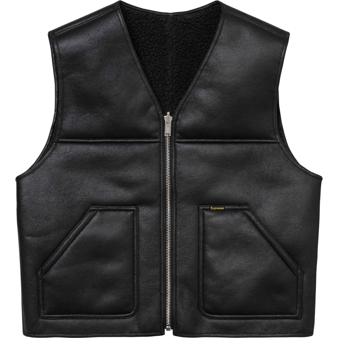 Supreme Reversible Faux Shearling Vest (FW24) - Black - $188