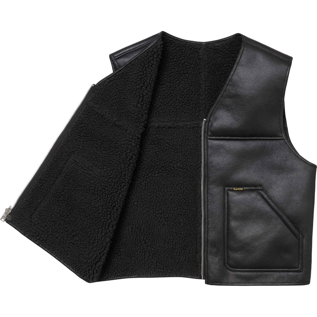 Supreme Reversible Faux Shearling Vest (FW24) - Black - $188