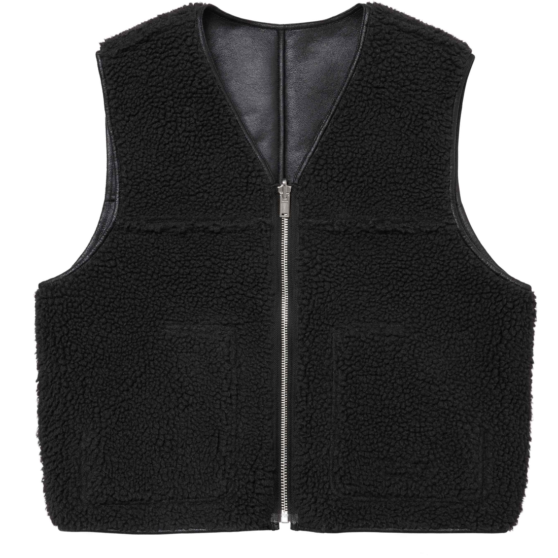 Supreme Reversible Faux Shearling Vest (FW24) - Black - $188
