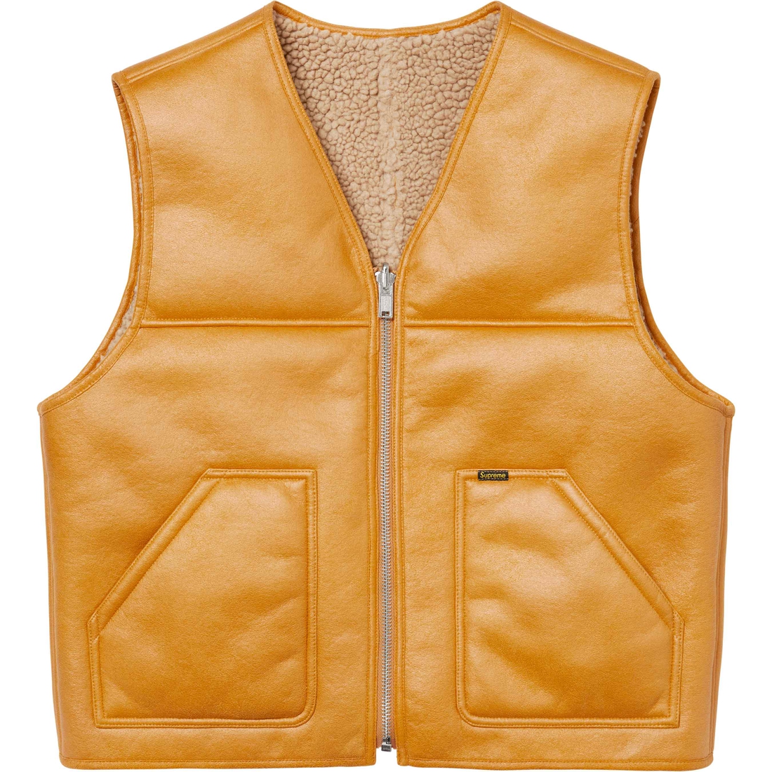 Supreme Reversible Faux Shearling Vest (FW24) - Yellow - $188