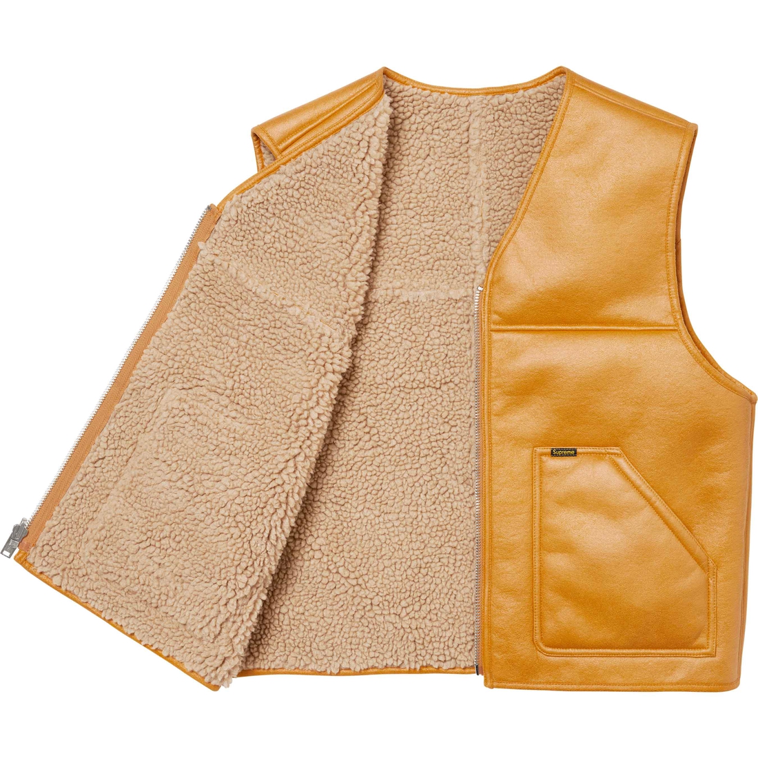 Supreme Reversible Faux Shearling Vest (FW24) - Yellow - $188