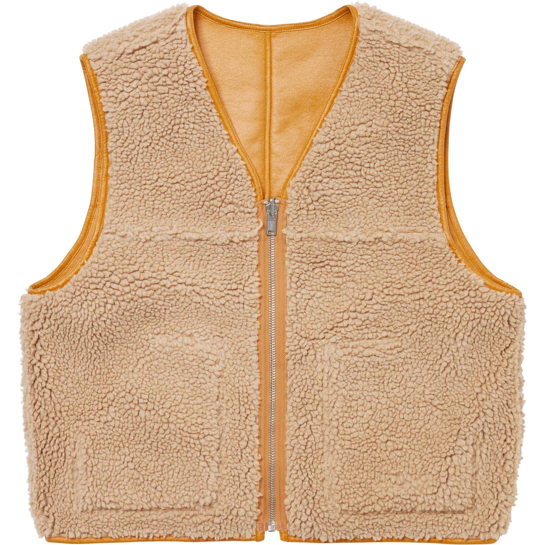 Supreme Reversible Faux Shearling Vest (FW24) - Yellow - $188