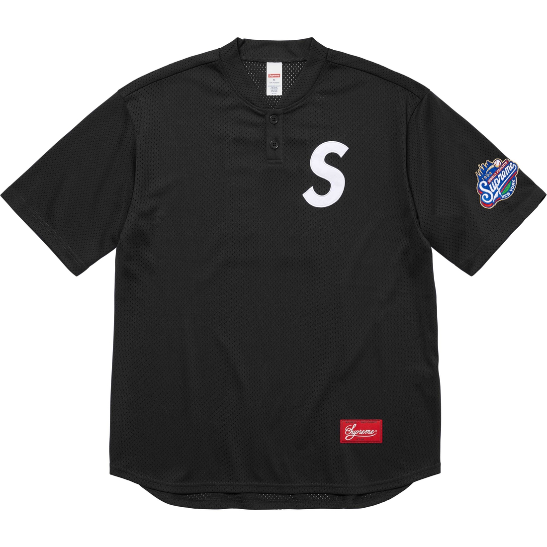 Supreme S Logo Baseball Henley (FW24) - Black - $118