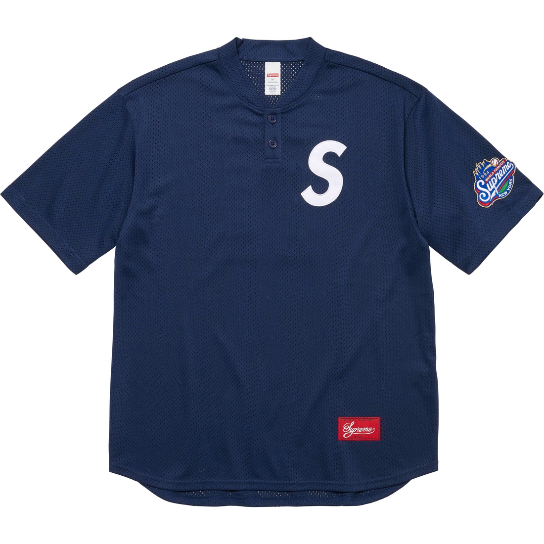 Supreme S Logo Baseball Henley (FW24) - Navy - $118