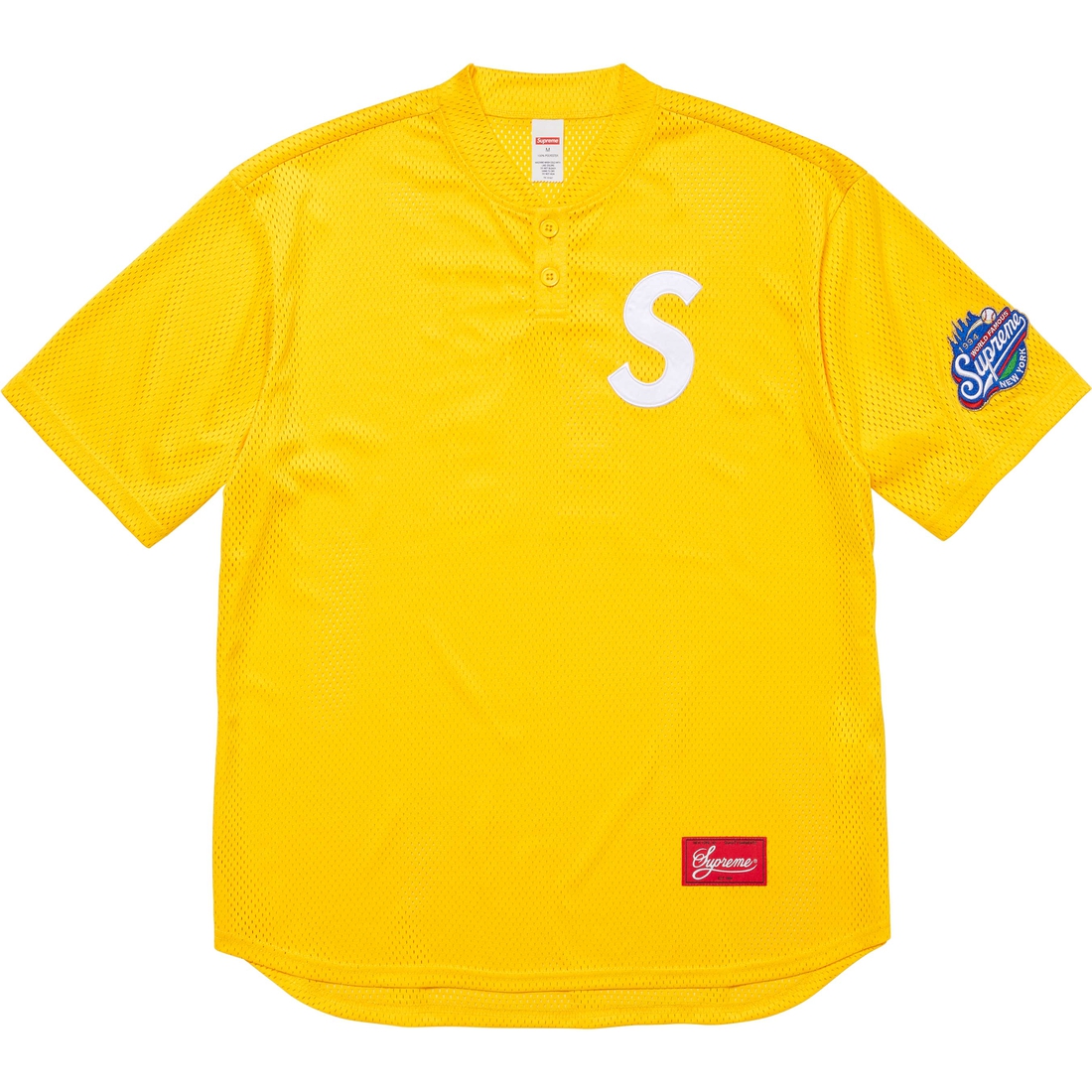 Supreme S Logo Baseball Henley (FW24) - Yellow - $118