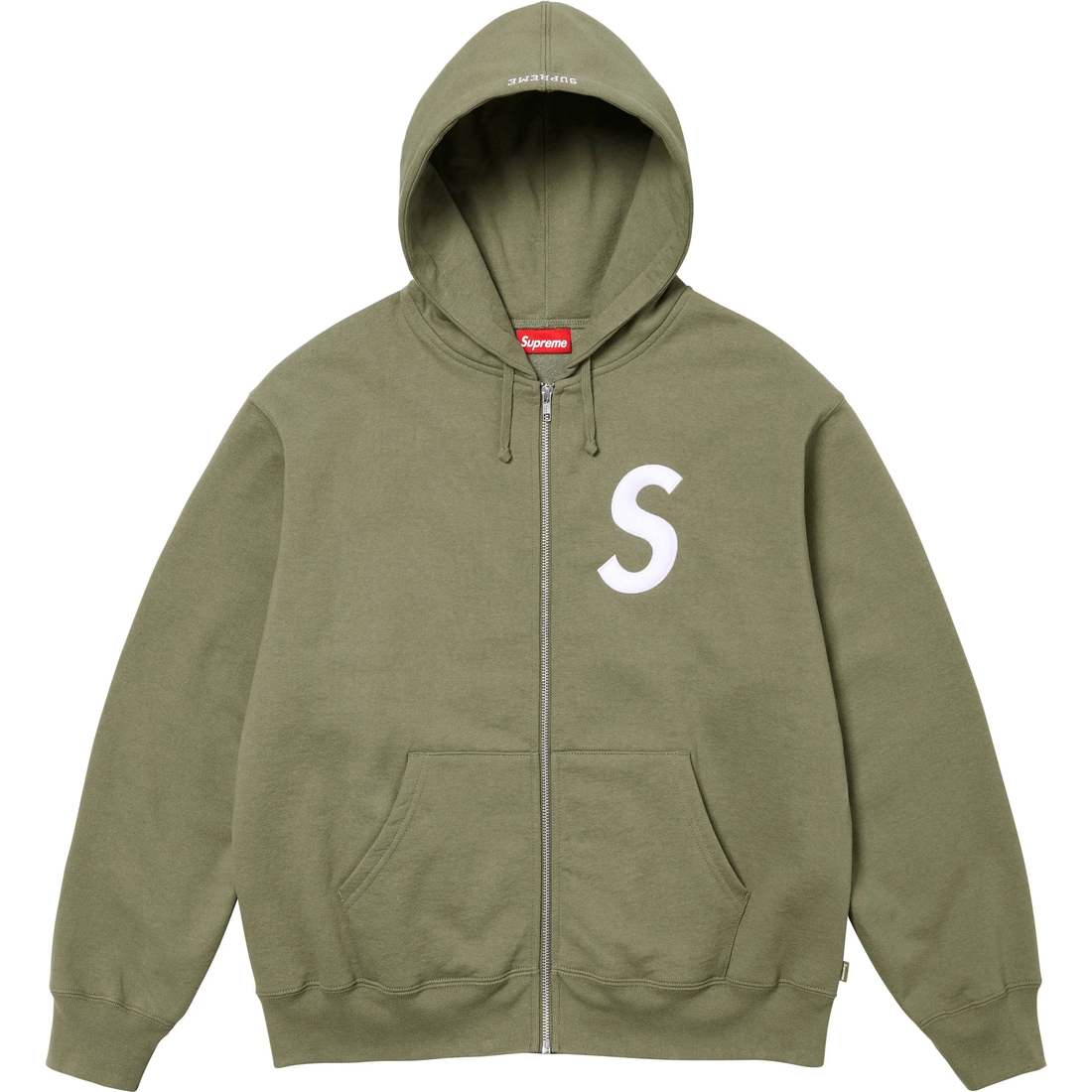 Supreme S Logo Zip Up Hooded Sweatshirt (FW24) - Light Olive - $168