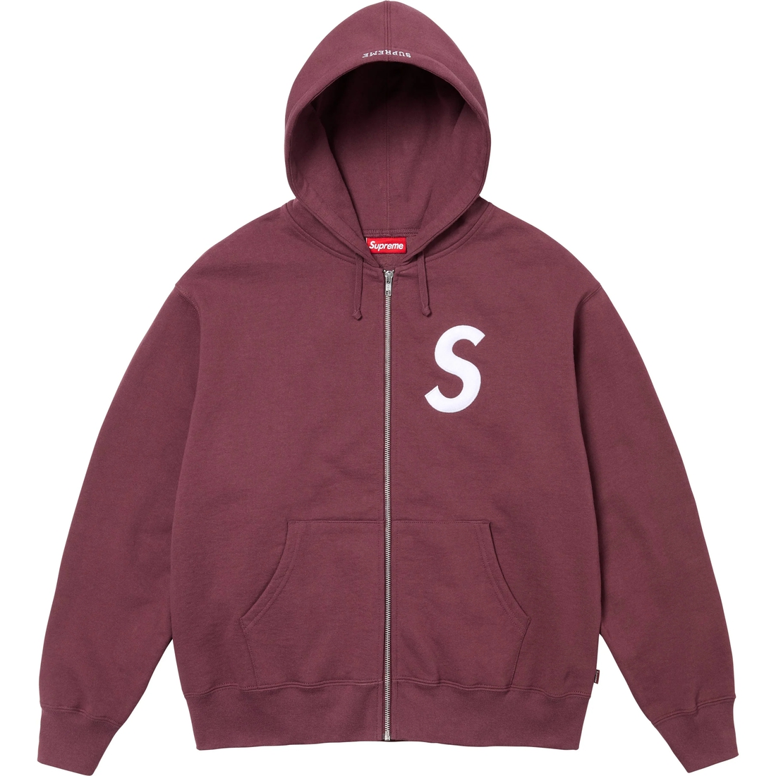 Supreme S Logo Zip Up Hooded Sweatshirt (FW24) - Maroon - $168