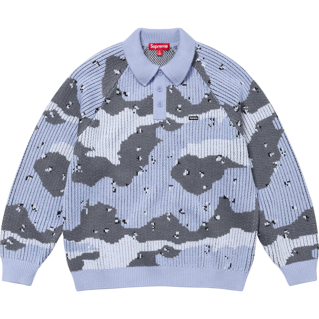 Supreme Small Box Polo Sweater (FW24) - Blue Camo - $148