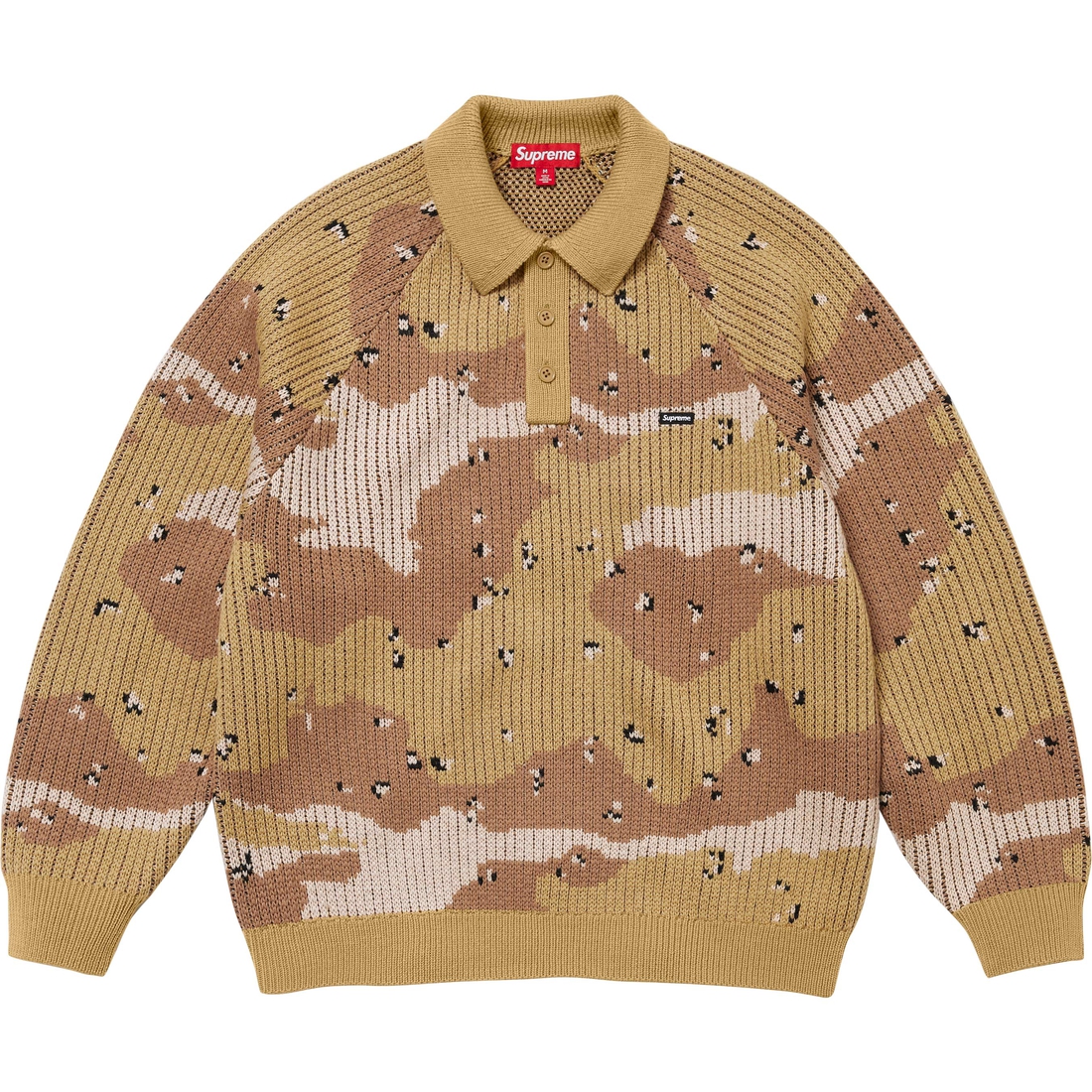 Supreme Small Box Polo Sweater (FW24) - Desert Camo - $148
