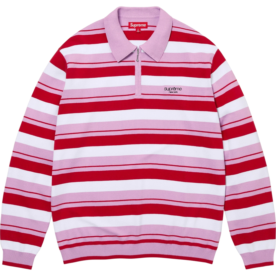Supreme Stripe Zip L S Polo (FW24) - Light Purple - $128