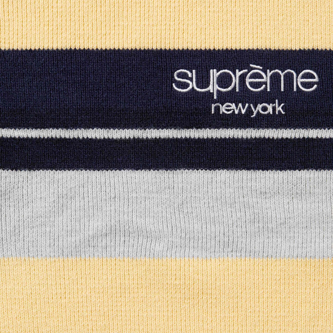 Supreme Stripe Zip L S Polo (FW24) - Navy - $128