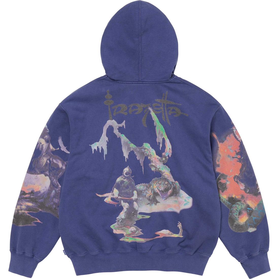 Supreme Supreme Frank Frazetta Zip Up Hooded Sweatshirt (FW24) - Washed Navy - $198