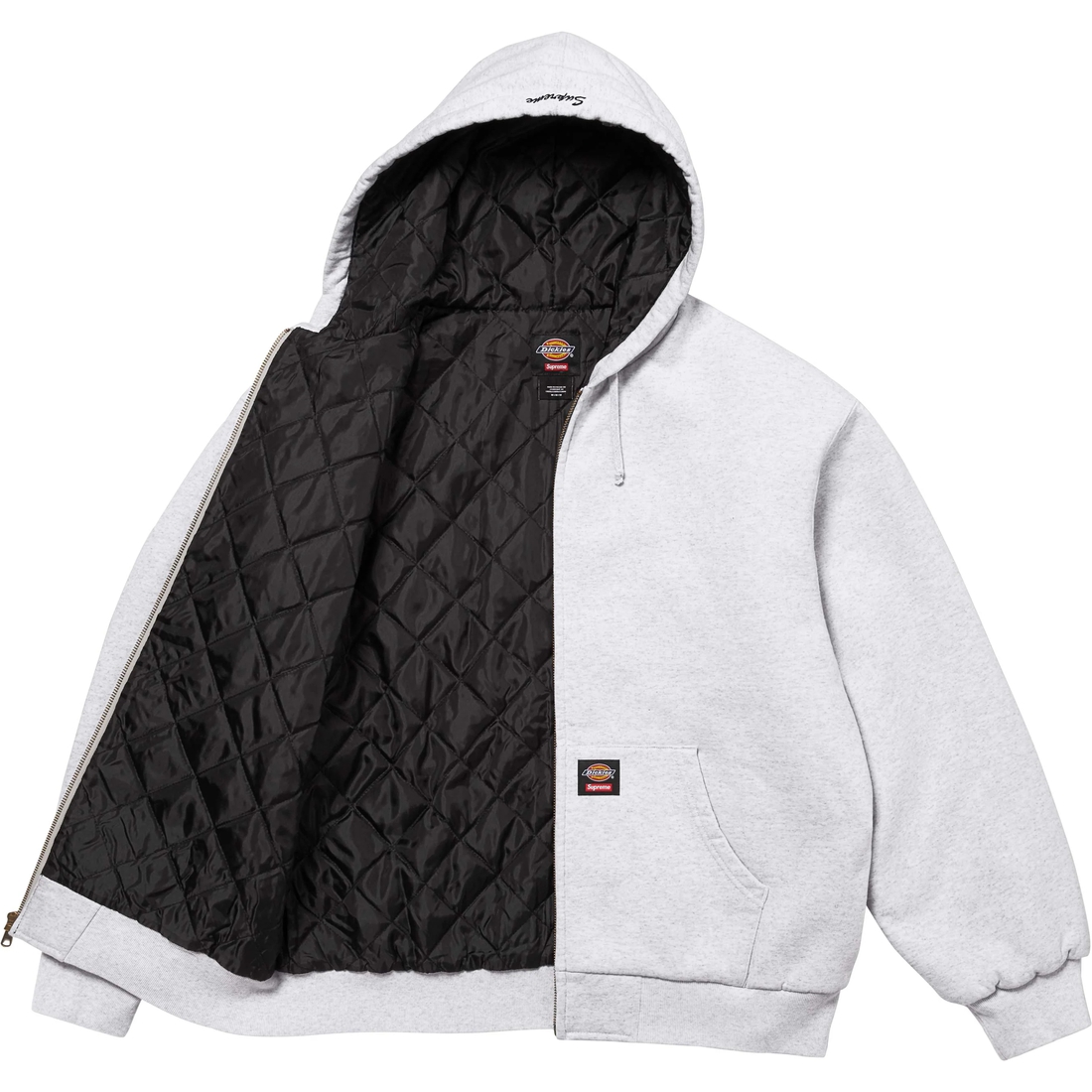 Supreme Supreme Dickies Quilted Lined Zip Up Hooded Sweatshirt (FW24) - Ash Grey - $148