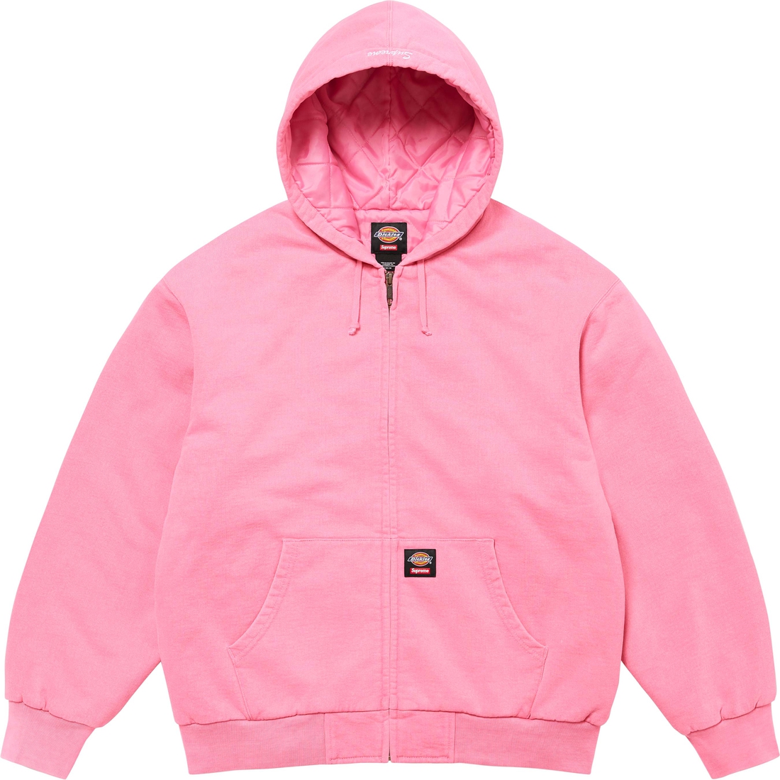 Supreme Supreme Dickies Quilted Lined Zip Up Hooded Sweatshirt (FW24) - Dusty Pink - $148