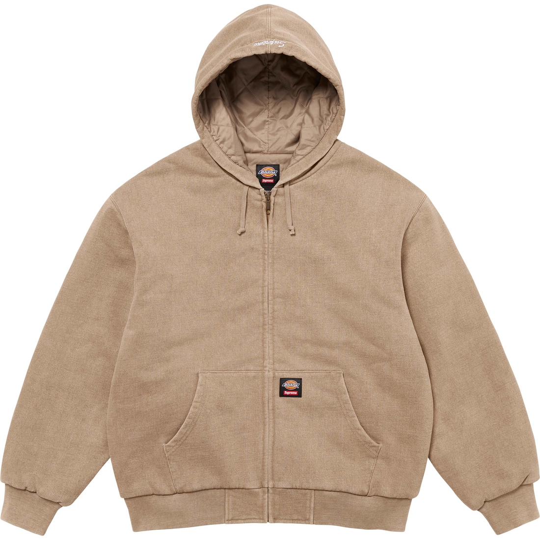 Supreme Supreme Dickies Quilted Lined Zip Up Hooded Sweatshirt (FW24) - Light Tan - $148