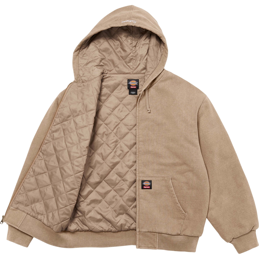 Supreme Supreme Dickies Quilted Lined Zip Up Hooded Sweatshirt (FW24) - Light Tan - $148